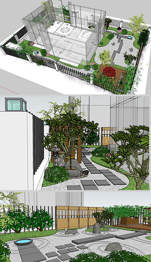 日本小庭院景觀設計模型 編號18686870——景觀小品與庭院設計精粹